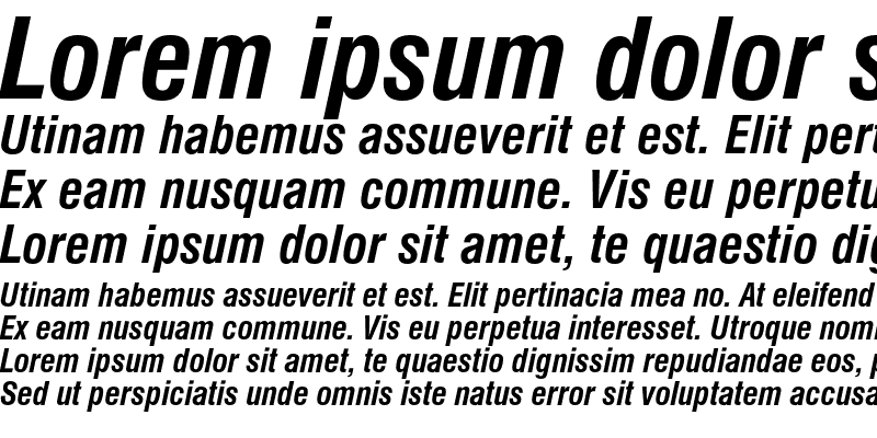 Sample of Swiss 721 Condensed Bold Italic