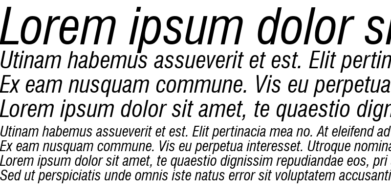 Sample of Swiss 721 Condensed Italic BT