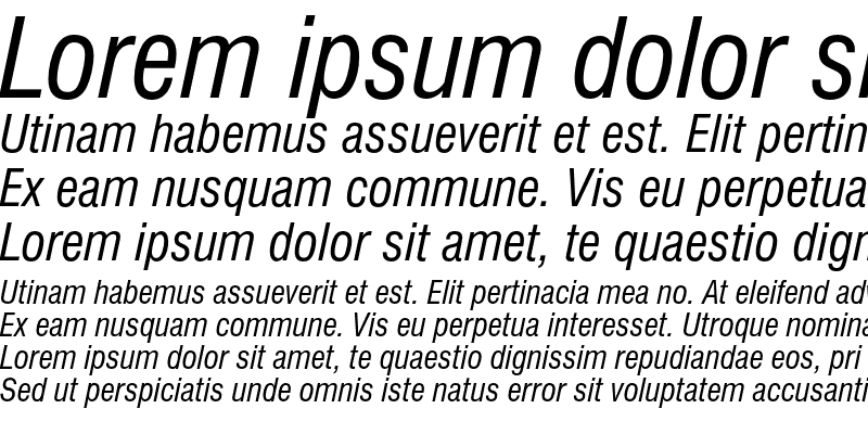 Sample of Swiss 721 Condensed Italic