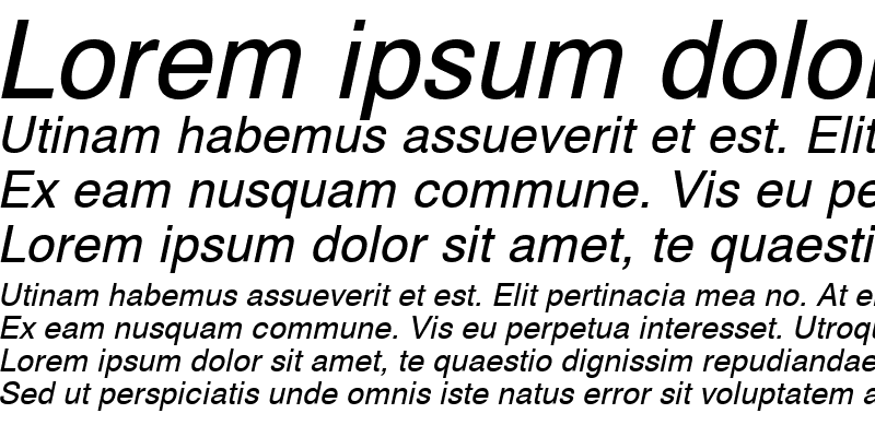 Sample of SwissCyr Italic