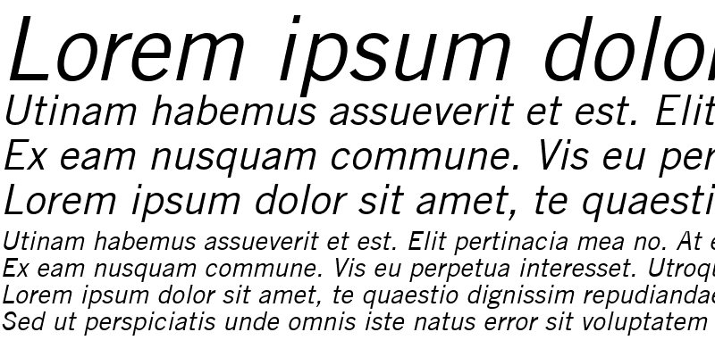 Sample of TradeGothic LT Italic