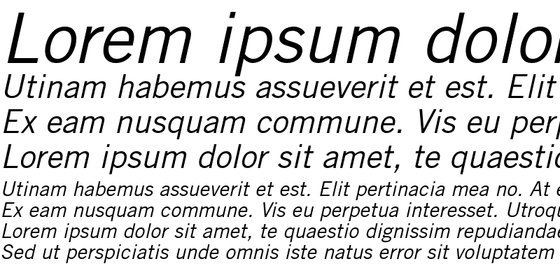 Sample of TradeGothic RomanItalic