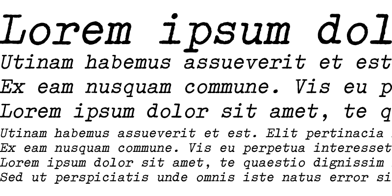 Sample of Typewriter Bold Oblique