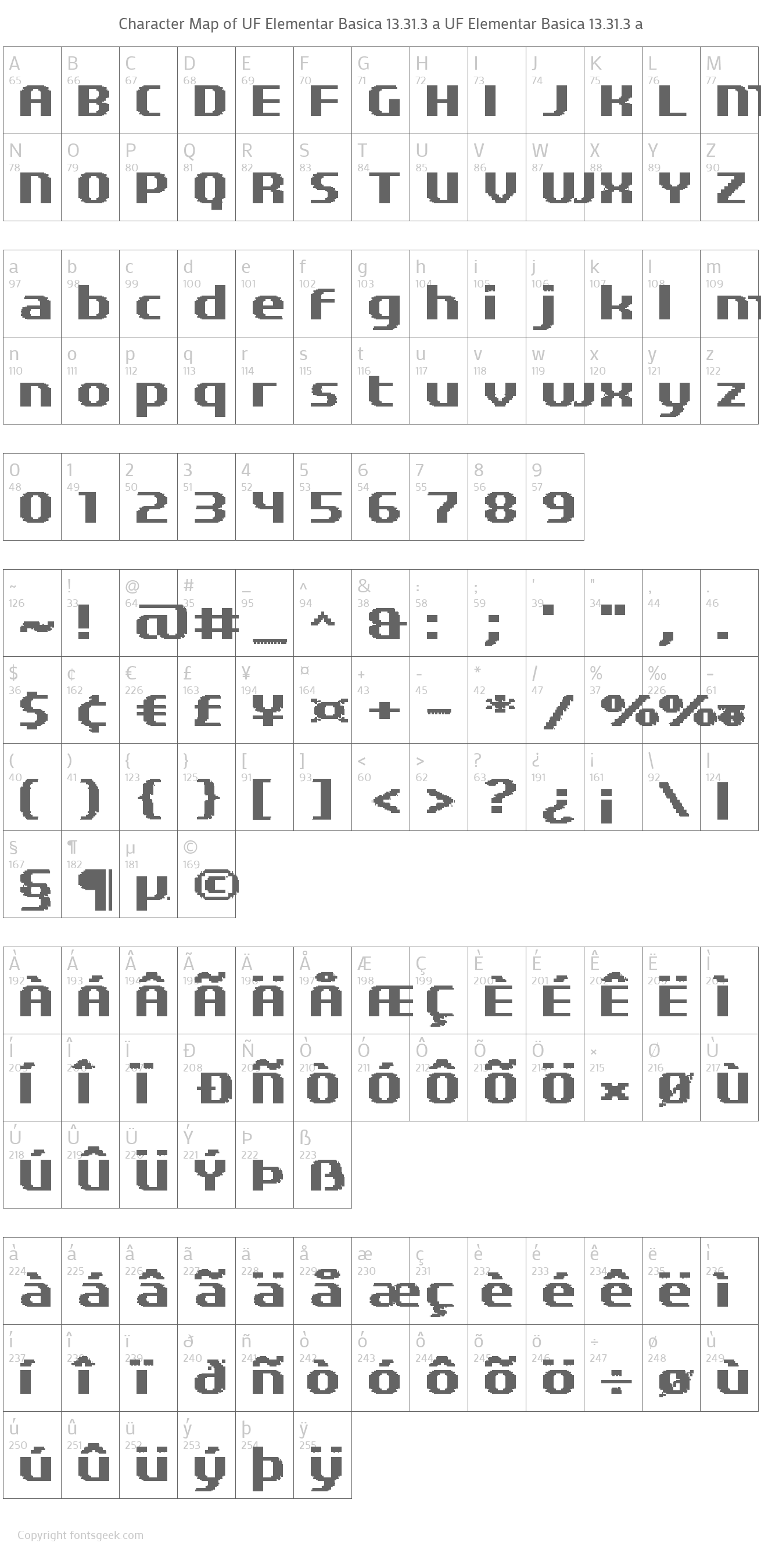Uf Elementar Basica 13 31 3 A Font Download For Free View Sample Text Rating And More On Fontsgeek Com