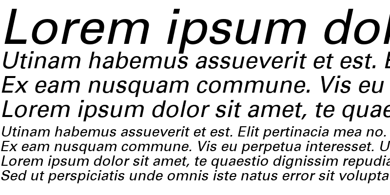 Sample of Univers 55 Italic