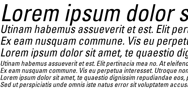 Sample of Univers 57 Condensed Italic