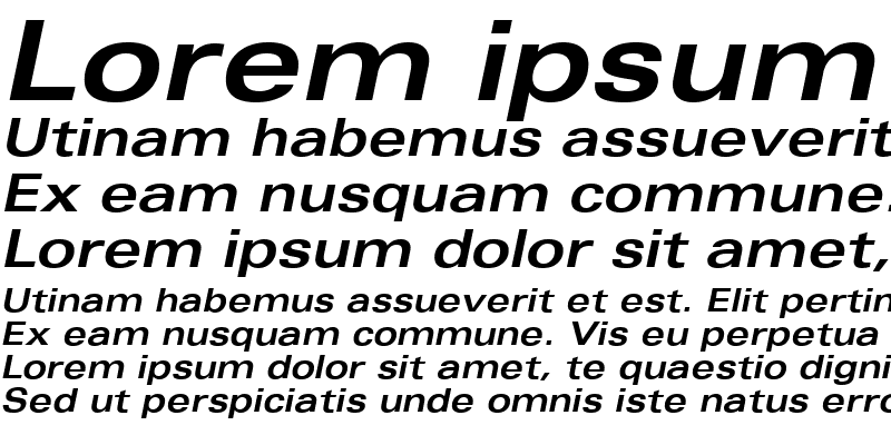 Sample of Univers Extended Bold Italic