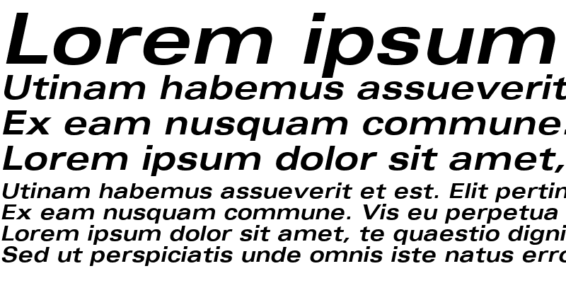 Sample of Univers Extended Bold Oblique
