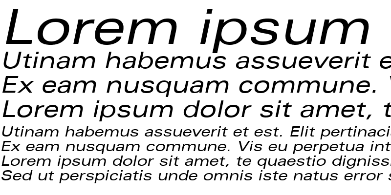 Sample of Univers Extended Medium Italic