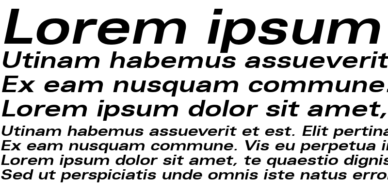 Sample of Univers LT 53 Extended Bold Italic