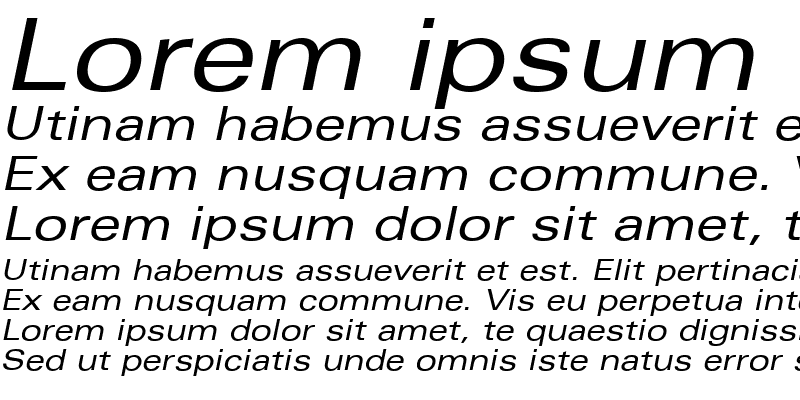 Sample of Univers LT 53 Extended Italic