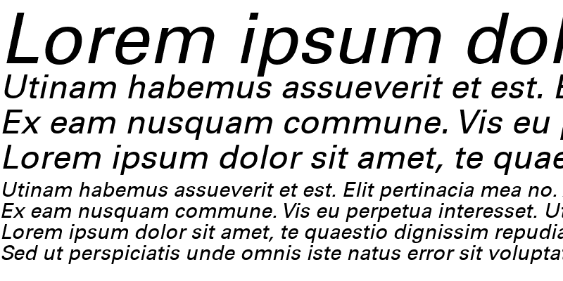Sample of Univers LT 55 Italic