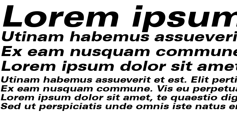 Sample of Univers LT 73 BlackExtended Italic