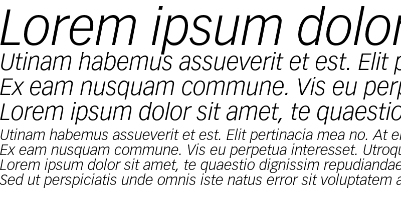 Sample of Vectora LH 46 Light Italic