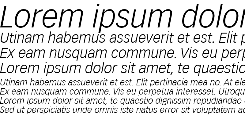 Sample of Vectora LT Light Italic