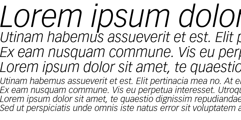 Sample of Vectora LT Std 46 Light Italic