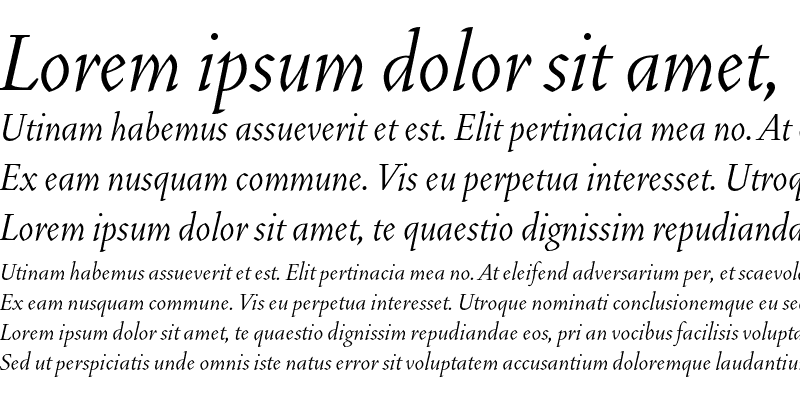 Sample of VendettaLight Italic